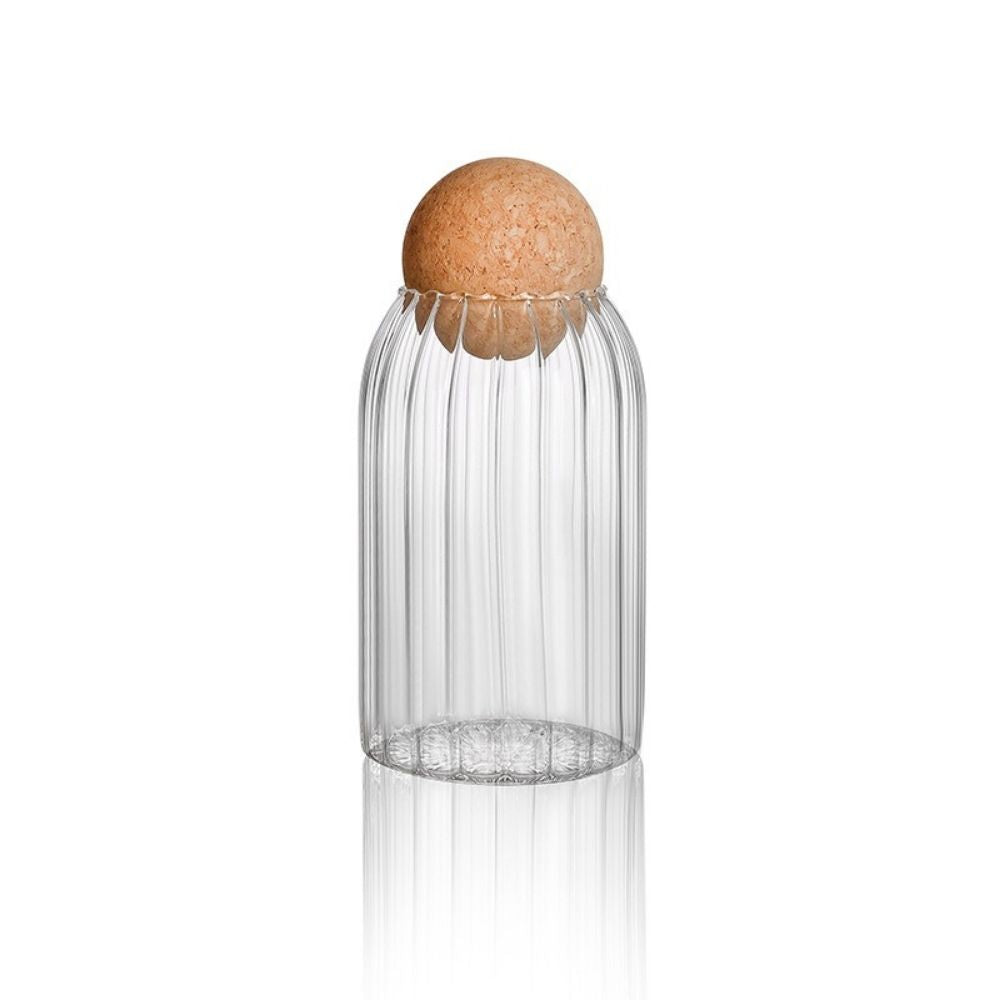 Geriffeltes Glasgefäß mit Kugeldeckel (Cópia)