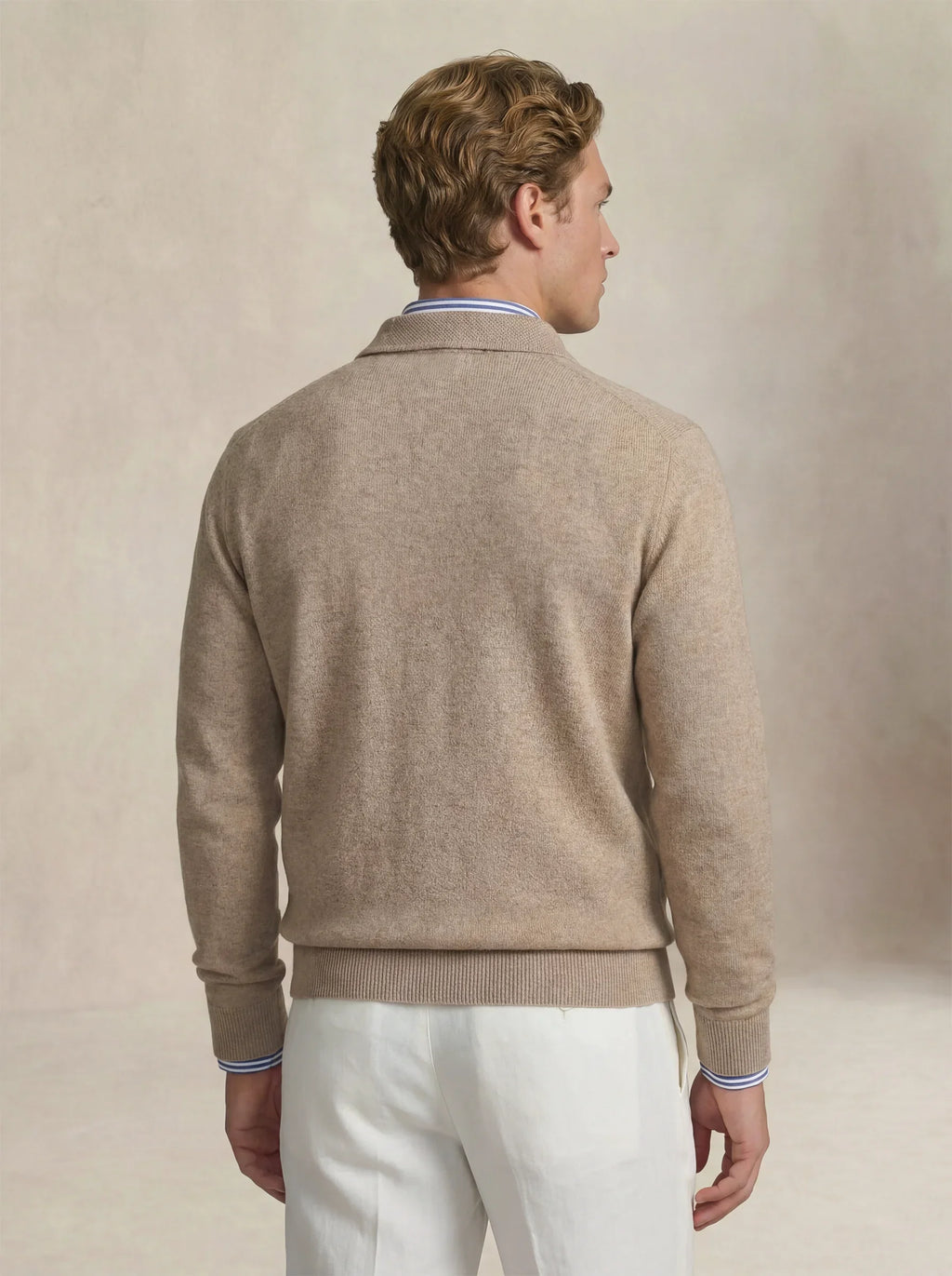 Camisa Polo de Cashmere Bege