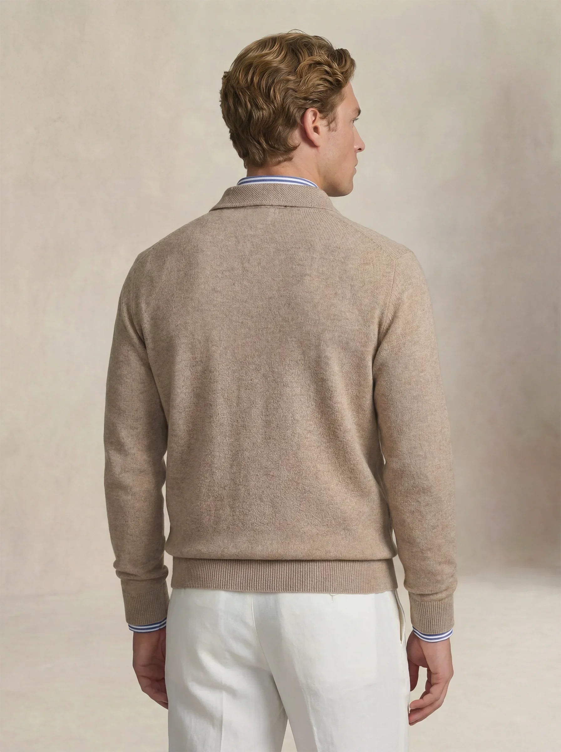 Camisa Polo de Cashmere Bege