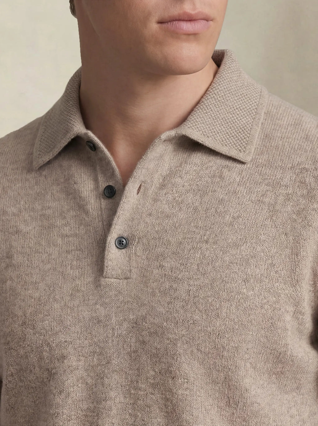 Camisa Polo de Cashmere Bege