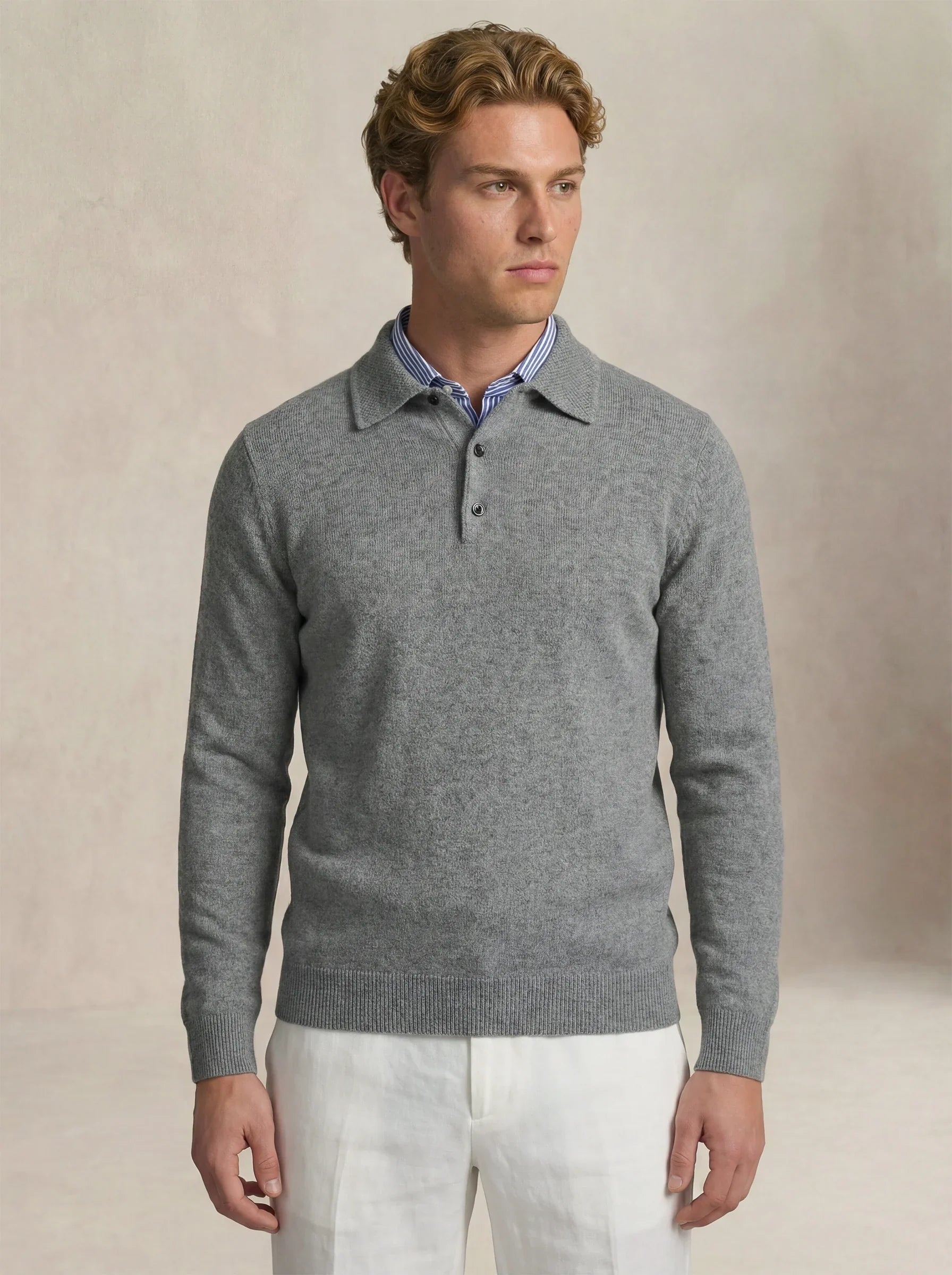 Camisa Polo de Cashmere Cinza