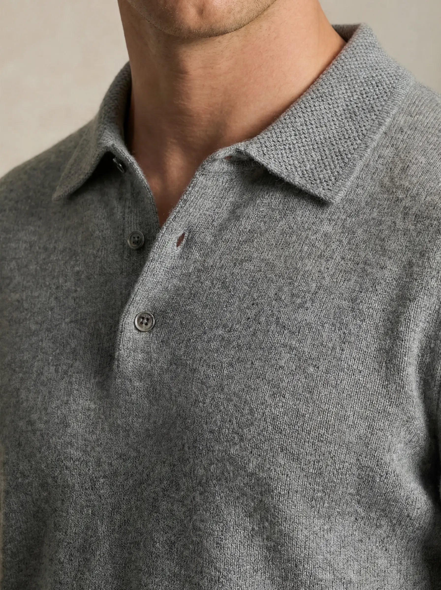 Camisa Polo de Cashmere Cinza