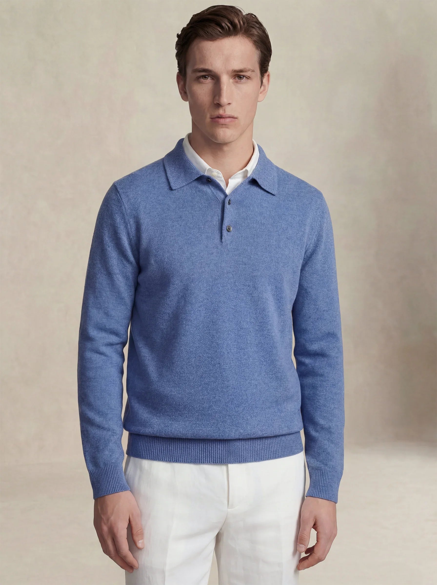 Camisa Polo de Cashmere Azul Claro