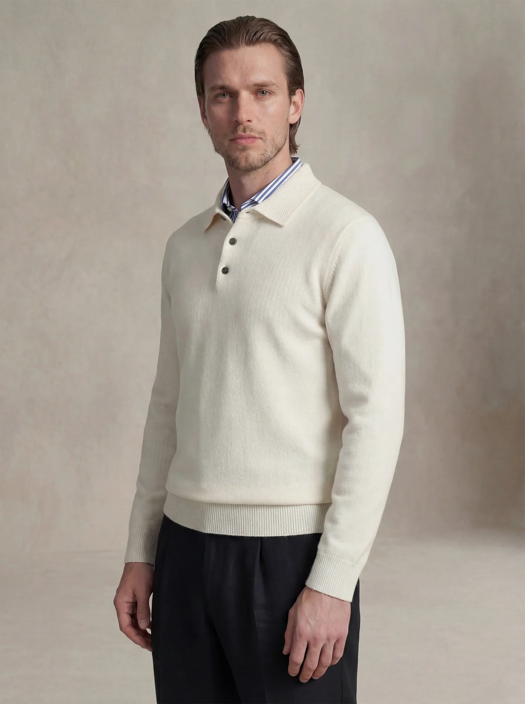 Camisa Polo de Cashmere Off-White