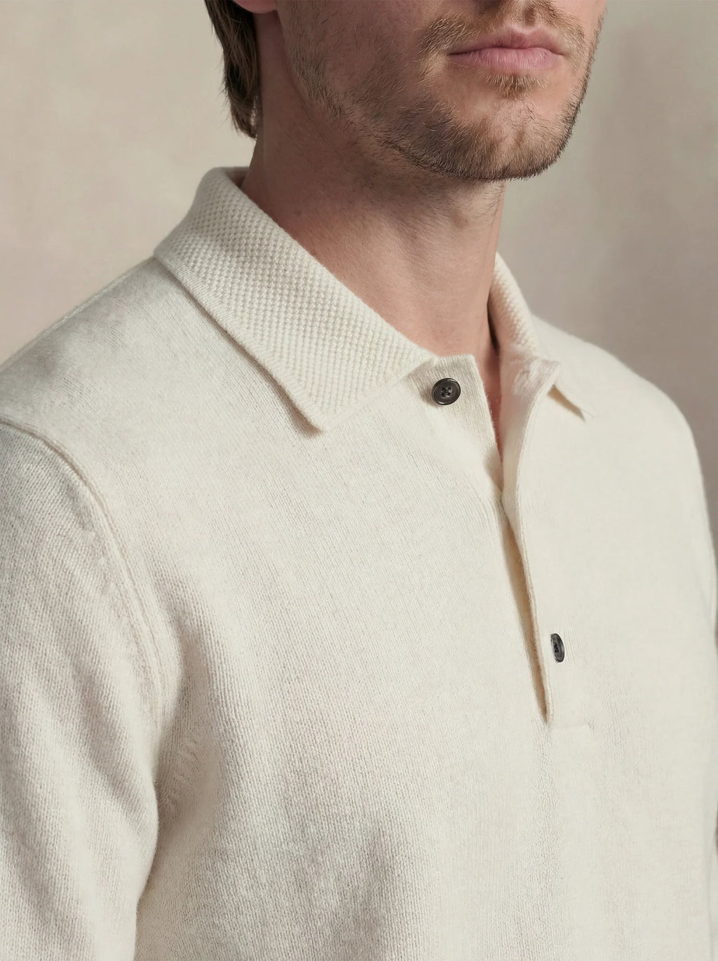 Camisa Polo de Cashmere Off-White