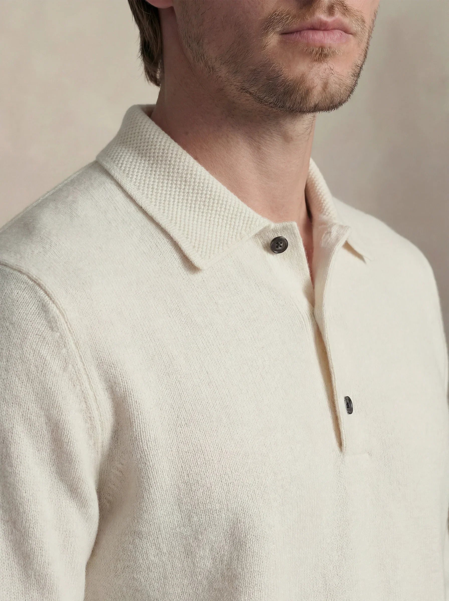 Camisa Polo de Cashmere Off-White