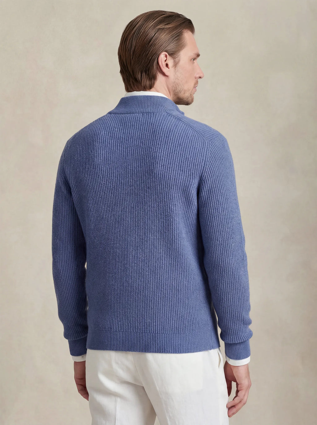 Cardigã de Cashmere com Zíper Azul Claro