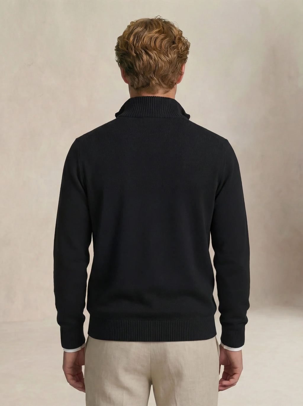 Suéter com Zíper de Cashmere Preto