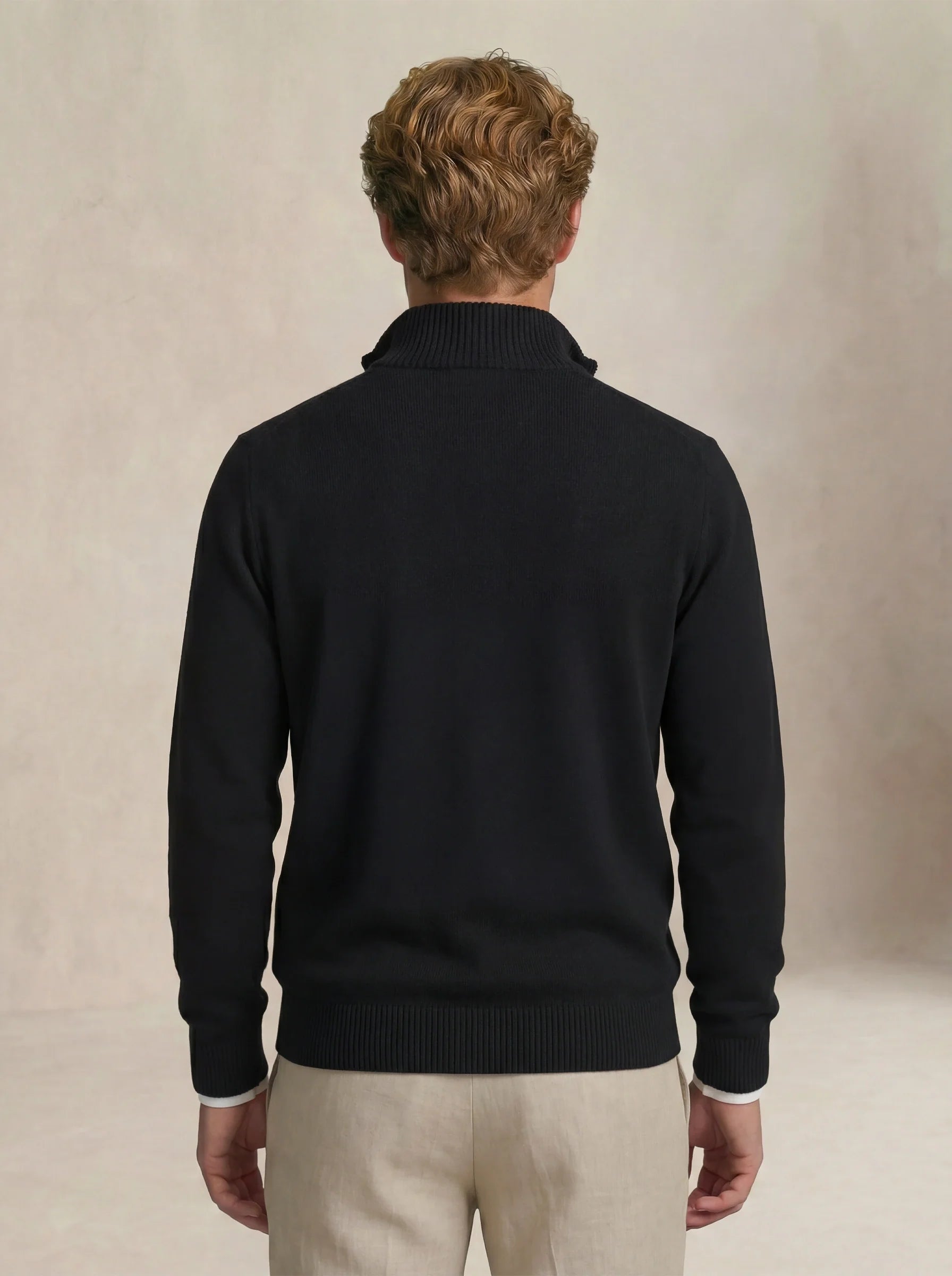 Suéter com Zíper de Cashmere Preto