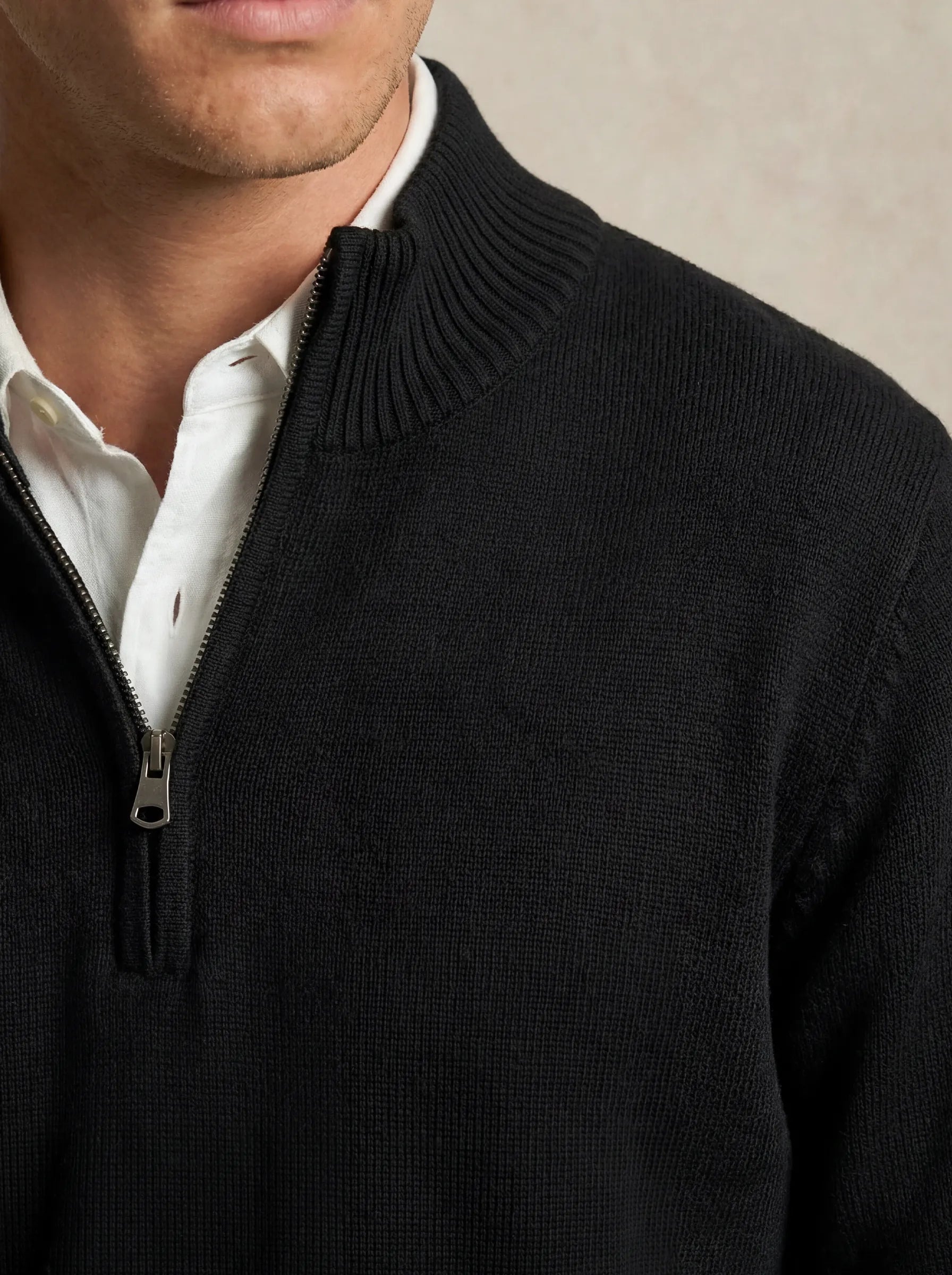 Suéter com Zíper de Cashmere Preto