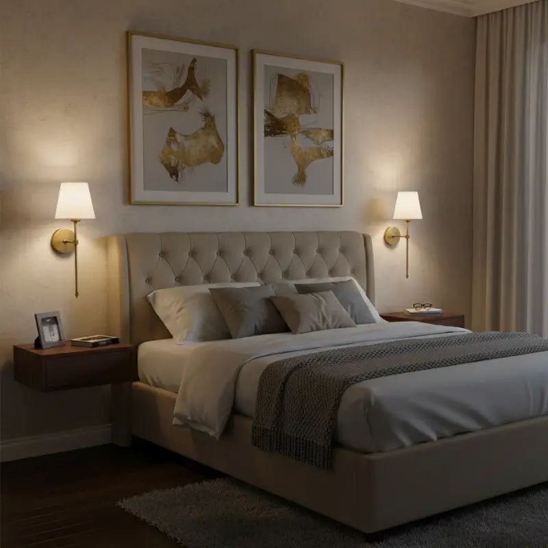 Arandela Abajur de Parede Retrô Metal e Cuba de Linho