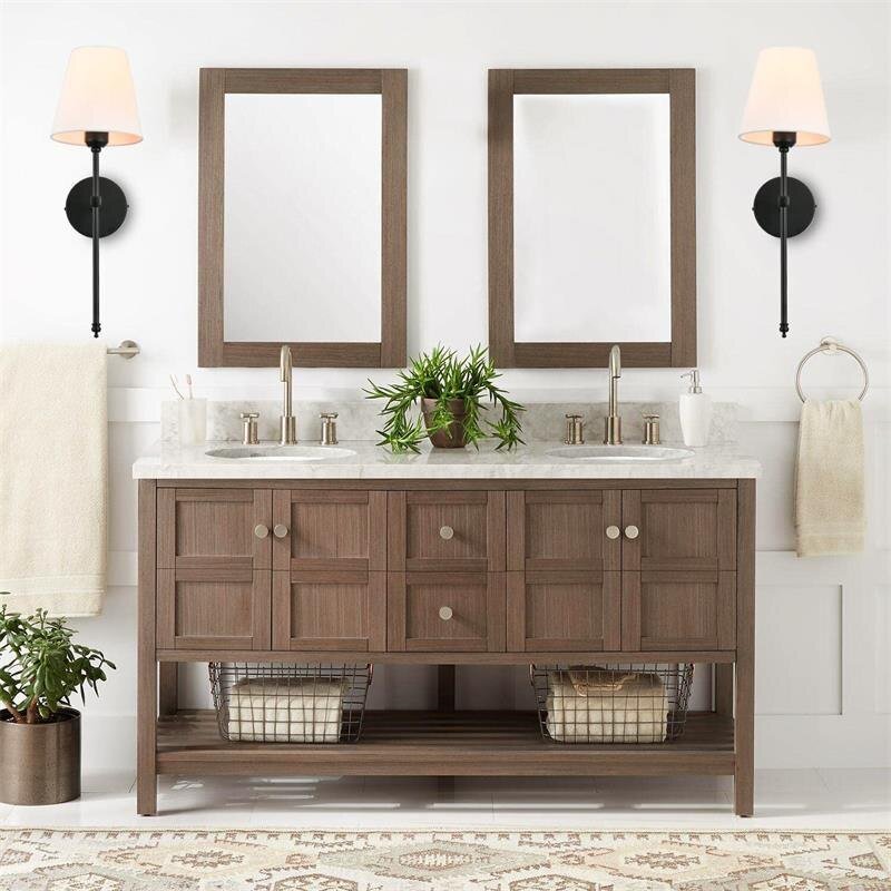 Arandela Abajur de Parede Retrô Metal e Cuba de Linho