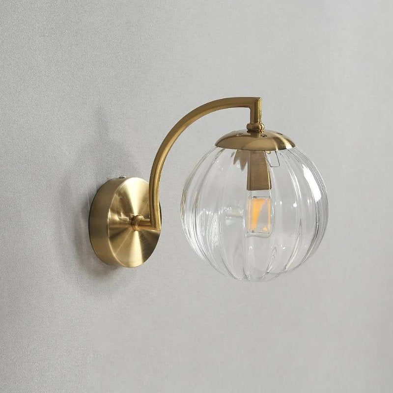 Arandela de Parede Dourada Metal e Vidro