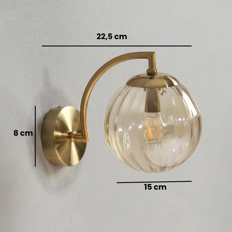 Arandela de Parede Dourada Metal e Vidro