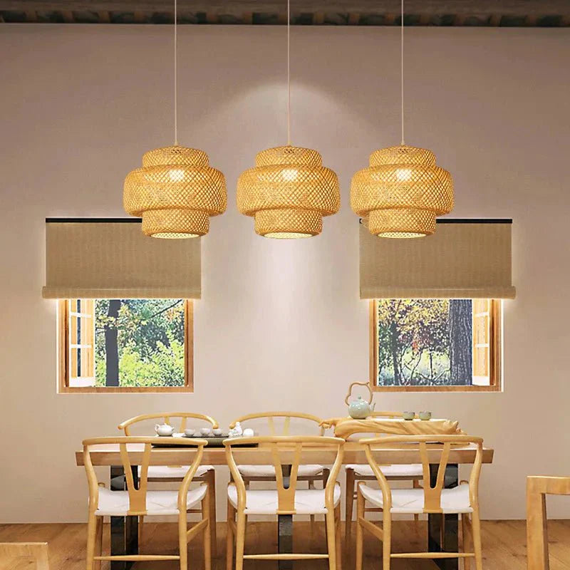Rattan Pendelleuchte für Wohnzimmer