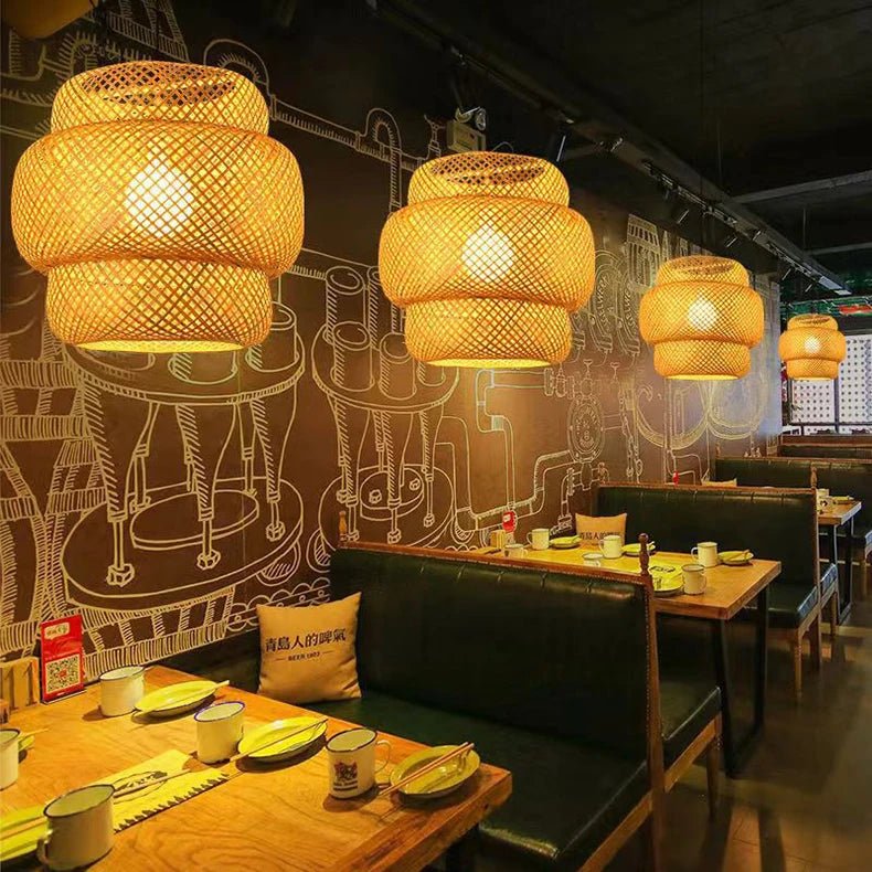 Rattan Pendelleuchte für Wohnzimmer