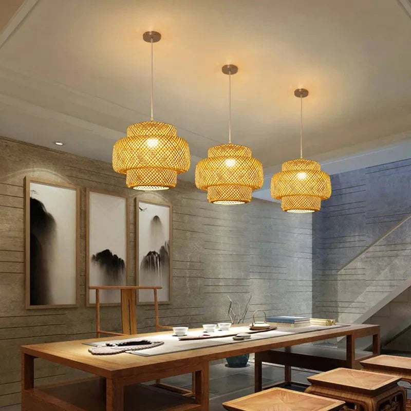 Rattan Pendelleuchte für Wohnzimmer