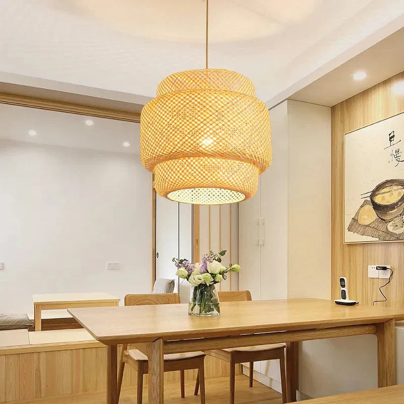 Rattan Pendelleuchte für Wohnzimmer